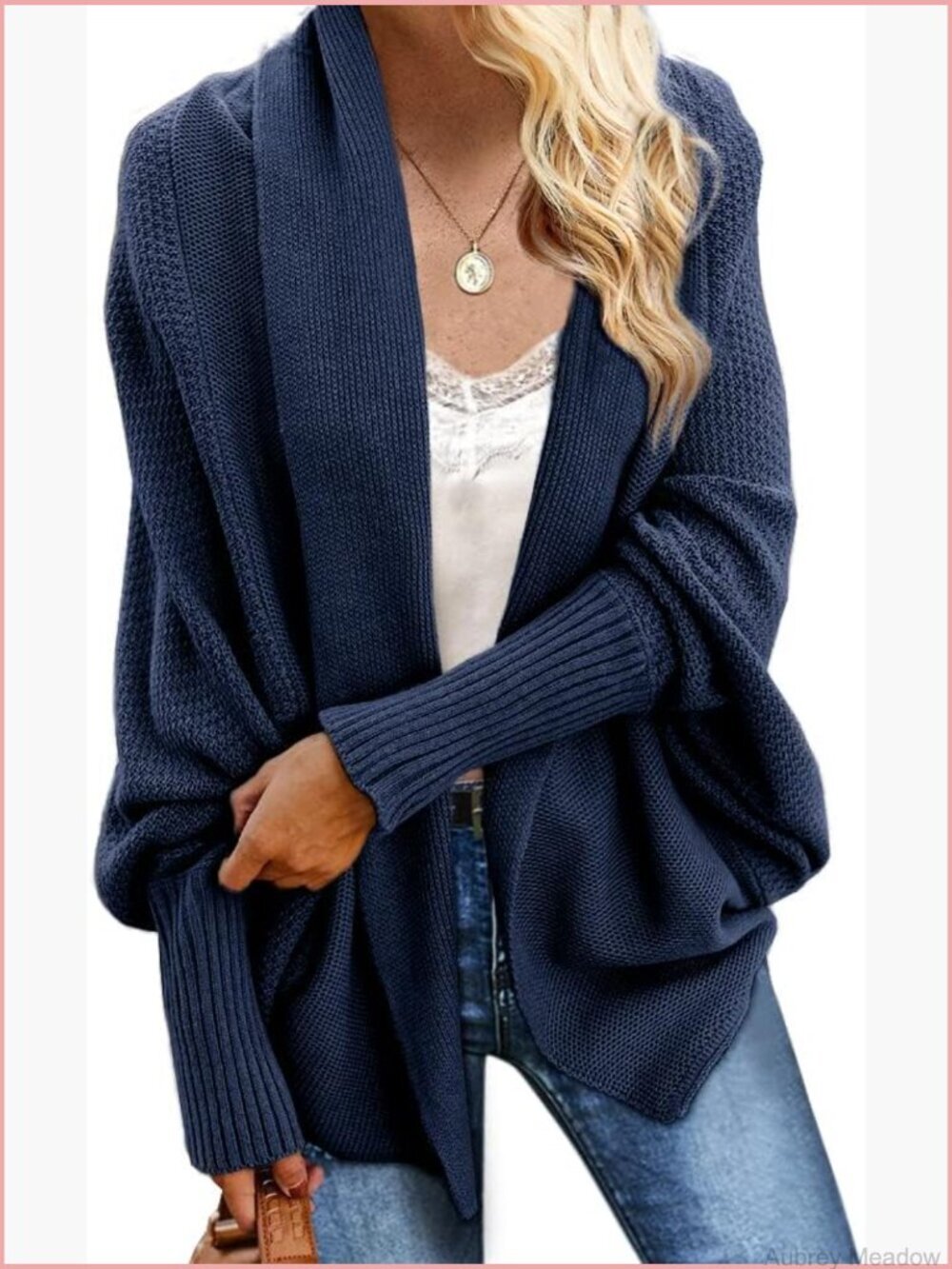 Oversized Batwing Knit Wrap Cardigan Sweater